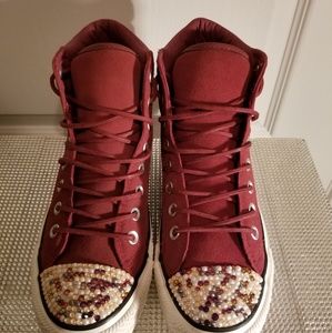 Suede Converse with Swarovski Crystals & Pearls
